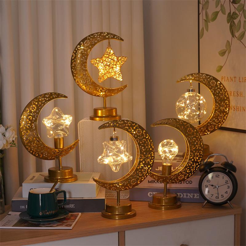 1Pc LED Desk Lamp with Hollowed Out Shape Moon Light Bedroom Decoration Small Night Light Atmosphere Light Arrangement