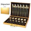 24Pcs Stainless Steel Tableware Set Steak Knife Fork Spoon Tableware Hotel Restaurant Tableware Gift Box Set Gift Tableware