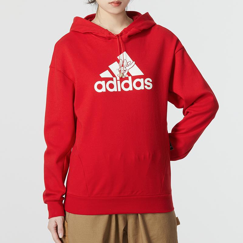 adidas Толстовка Gfx с буквенным логотипом и принтом кролика, женская толстовка красного цвета HZ2993