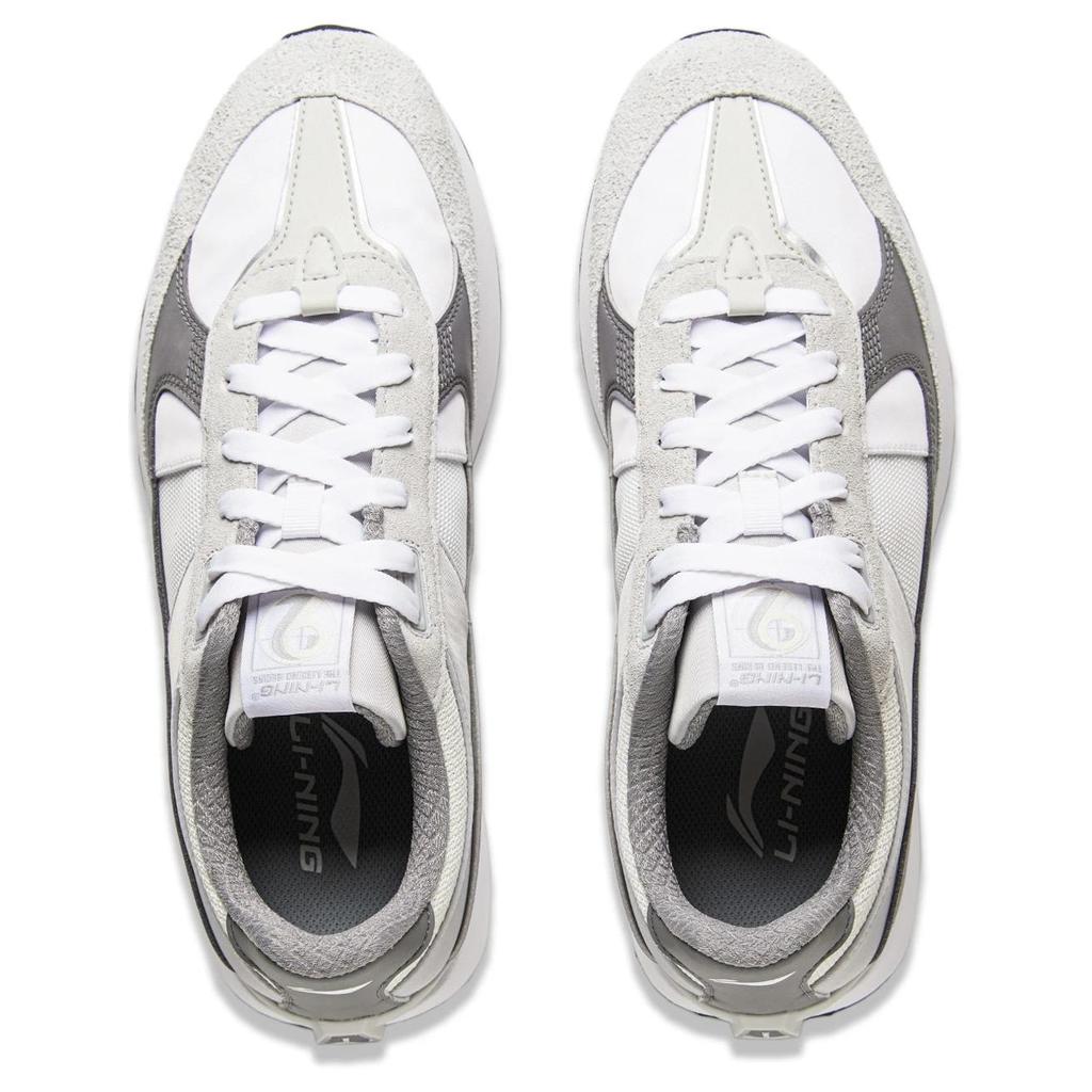 Li-Ning 70S Heritage Comfortable Classic Shock Absorption Non-Slip Low-Top Casual Shoes Men Sneaker White Gray AGCU177-3