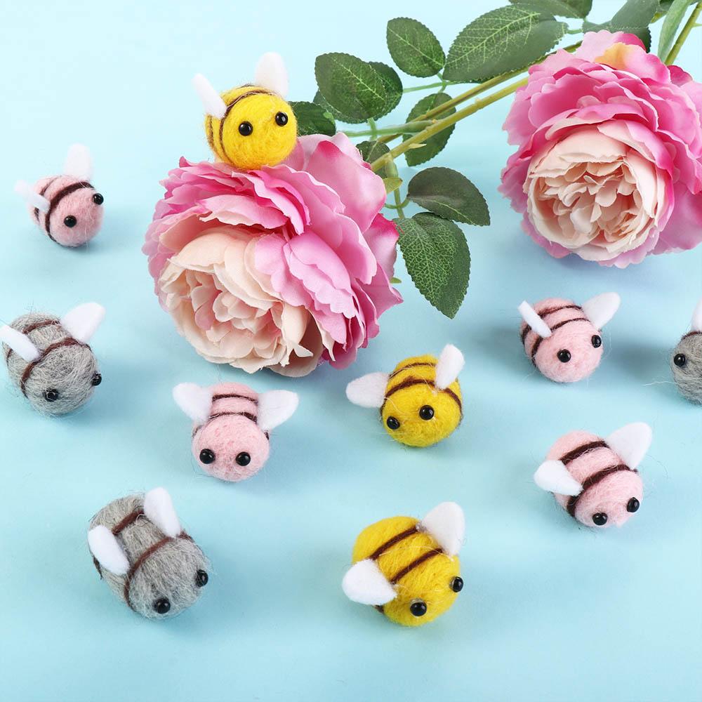 Scrapbooking Party Cute Nursery Wool Felt Baby Shower Bumble Bees Plush Balls Ornament Toys Craft