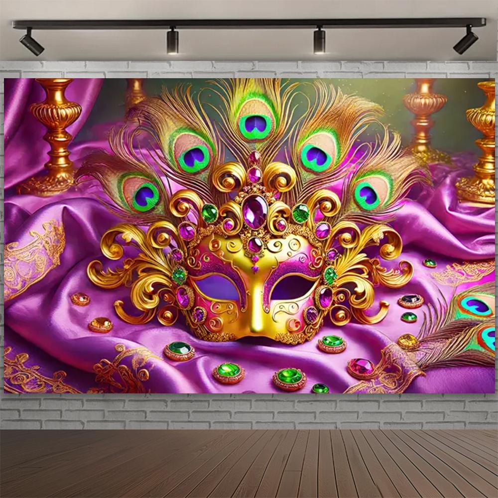 Carnival Mask Ball Theme Party Photography Background, Adult Birthday Party, Family Party Decoration Photography Backdrop Cloth