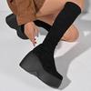 Fashion 35-43 Large Size 2025 Winter New Slimming Elastic Sock Boots, Ultra-high Heel Thick-soled Suede Fashion Boots