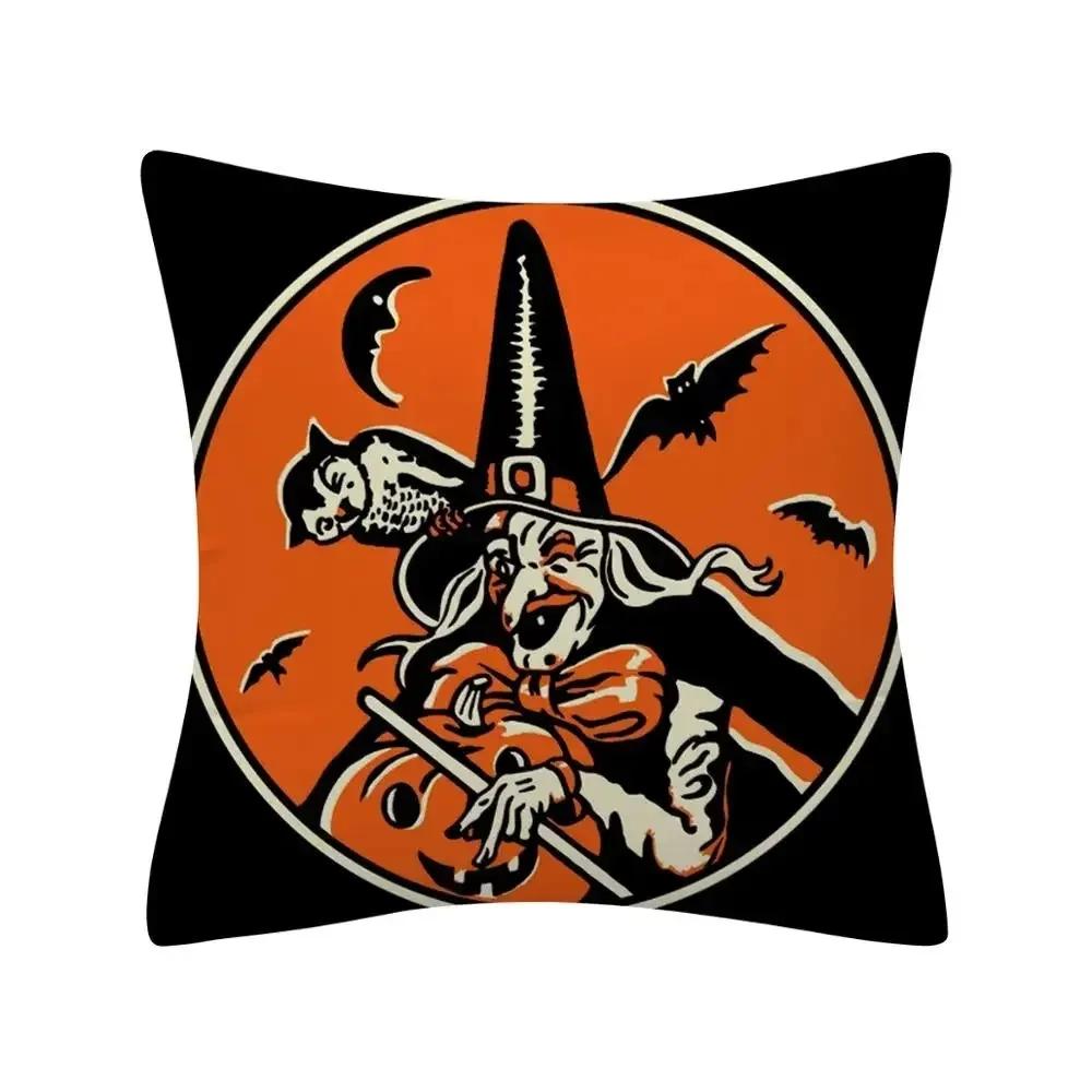 1 шт. Декоративная наволочка для подушки на Хэллоуин, украшение для дивана в гостиной, волшебная тыква, кошка, наволочка для подушки, украшение для дома