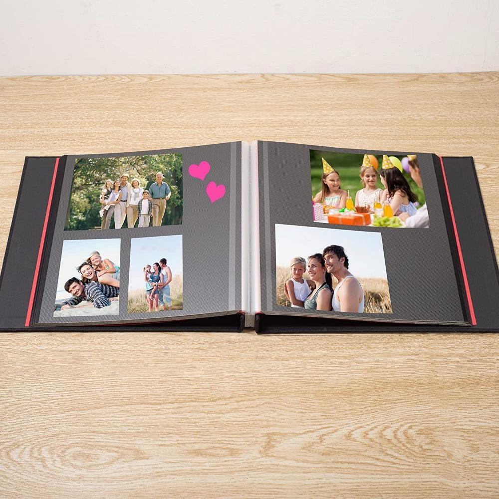 Самоклеящийся альбом для вырезок, магнитный альбом, альбом для вырезок «сделай сам», 10,6x11 дюймов, 20 листов, черные липкие страницы, льняная обложка, альбом «сделай сам»