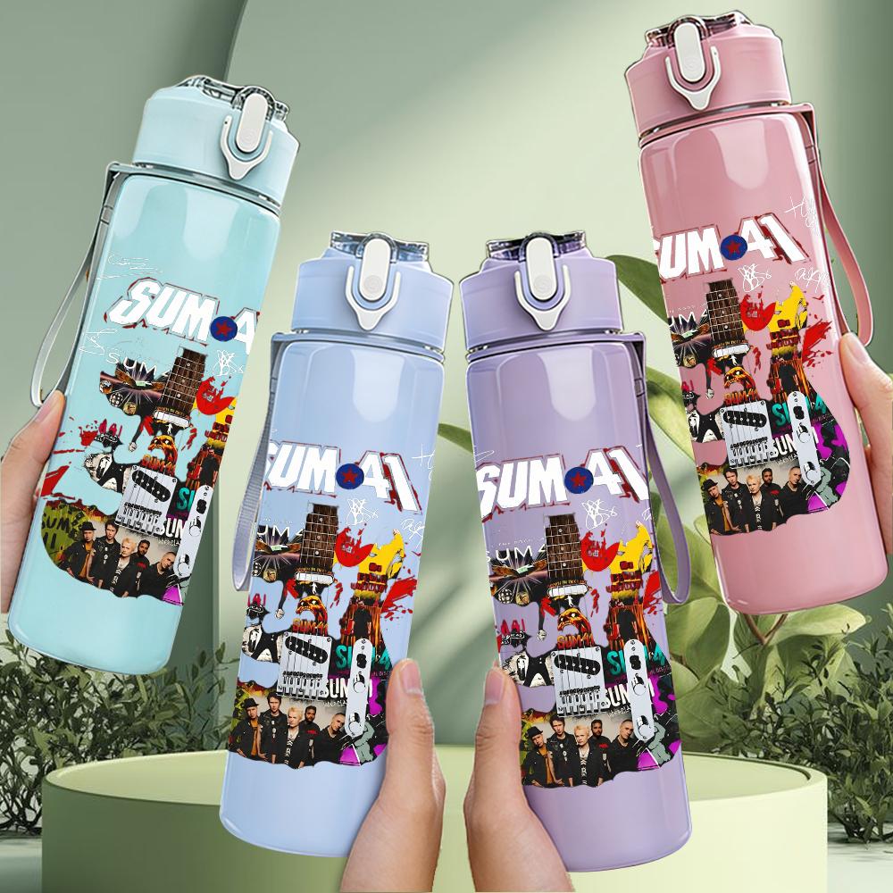 1PC Retro Multi Character Cartoon Colorful Print 750ml Portable Sports Water Bottle Leakproof Gym Outdoor Travel Drink Cup