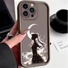 S-Sailors M-Moons Case for iPhone 16 15 14 13 12 11 Pro Max XS X XR 8 7 6S 6 Plus SE 2020 Liquid Silicone Shockproof Back Cover