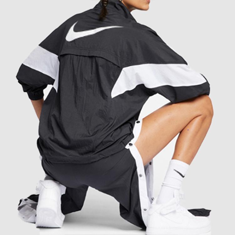 Nike Повседневная спортивная куртка с воротником-стойкой, женская куртка, черно-белая, CN6918-010
