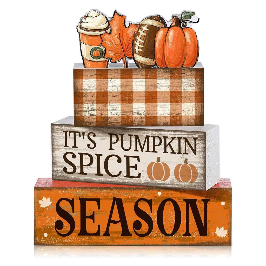 4Pcs Football Table Decorations Football Tiered Tray Decor Sport Game Centerpiece Sign Decorative Rugby Stack Block Gift for Fans Club Tailgate