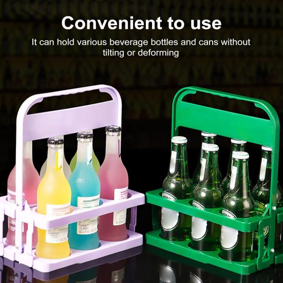 Пластиковая подставка для бутылок вина на 6 бутылок, складная подставка для напитков с ручкой, переносная корзина для хранения вина для бара, барбекю, пикника