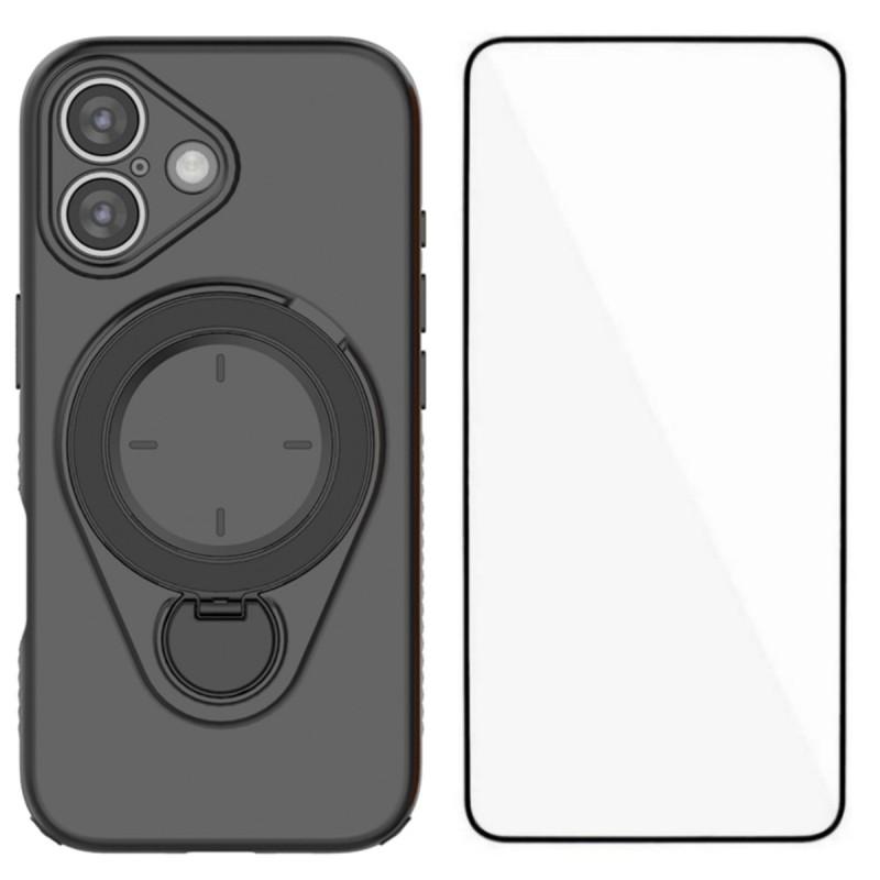 For iPhone 17 Case with Tempered Glass WANLONFENG JH Series PC TPU Kickstand Phone Cover