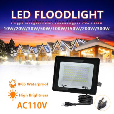 Светодиодный прожектор с вилкой для улицы AC110V 10W 20W 30W 50W 100W Отражатель Прожектор Уличный фонарь Настенные светильники Садовое освещение Направленный свет
