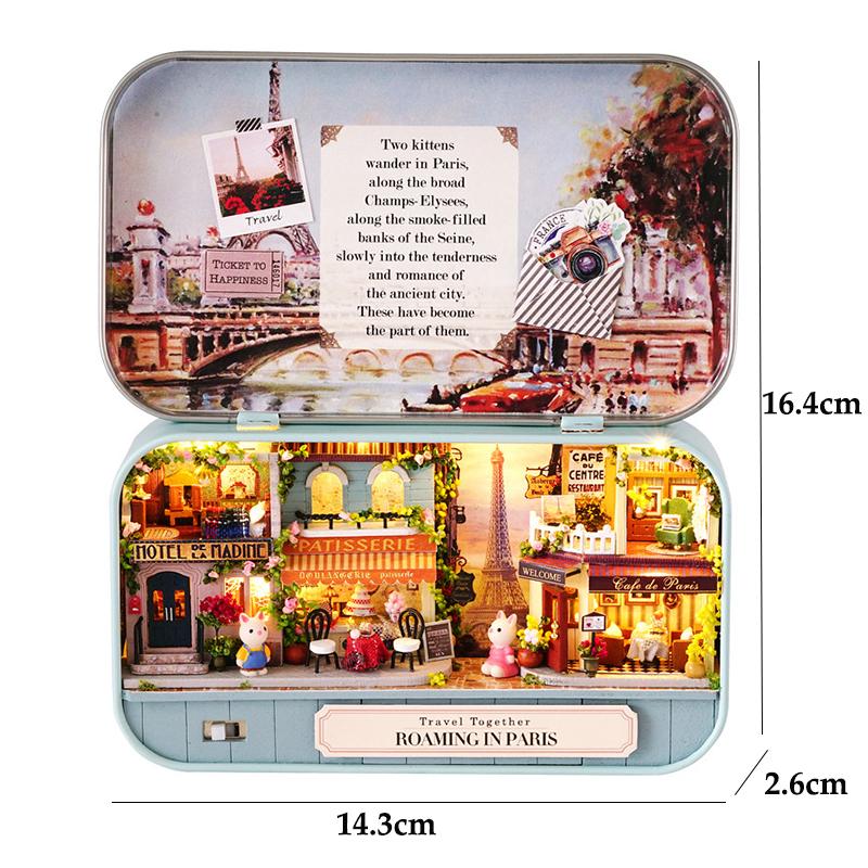Box Theater Wooden Mini Doll House Box Cute 3D Puzzle Assemble Model Making Room Toys Bedroom Decorations With Furniture Gifts