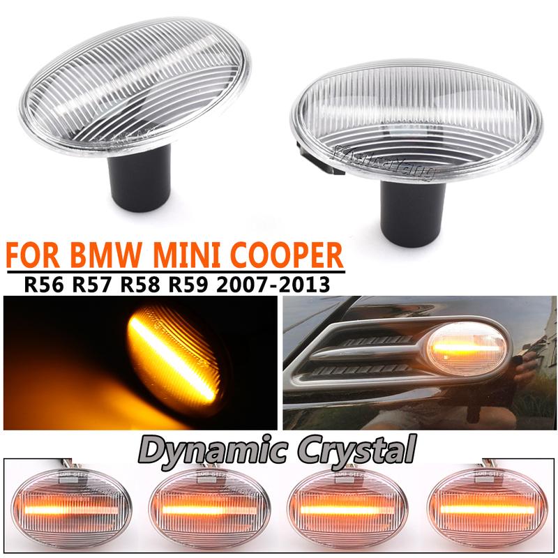 2X 12V Car Flowing Side Repeater Lamp Dynamic LED Side Marker Light Indicator For BMW MINI Cooper R55 R56 R57 R58 R59 2007-2013