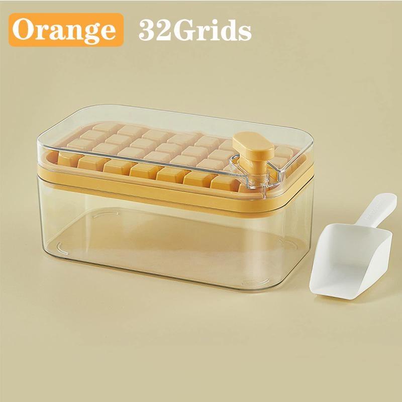 1 шт., пресс-форма для льда с одной кнопкой, коробка для формования льда 32/64 сетки, пластиковая форма для изготовления кубиков льда, форма для лотка для льда с коробкой для хранения с кухонным барным инструментом для прохладительных напитков