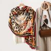 New Street Popular Leopard Print Rose Print Women's Scarf Silk Scarf Spring and Autumn Travel Warm Scarf