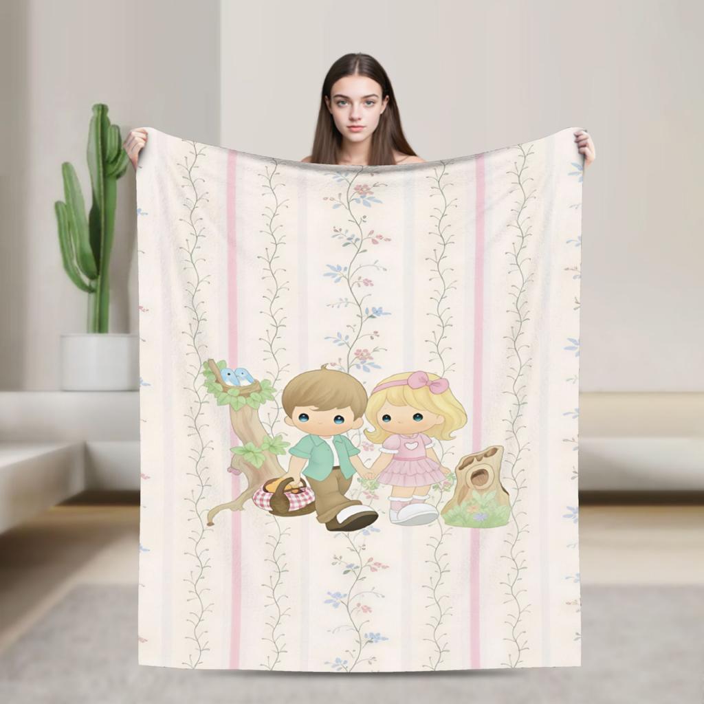 Precious Moments Blanket Picnic Flannel Bedding Throws For Couch Chair Sofa Bed Soft Warm Custom DIY Quality Bedspread Gift