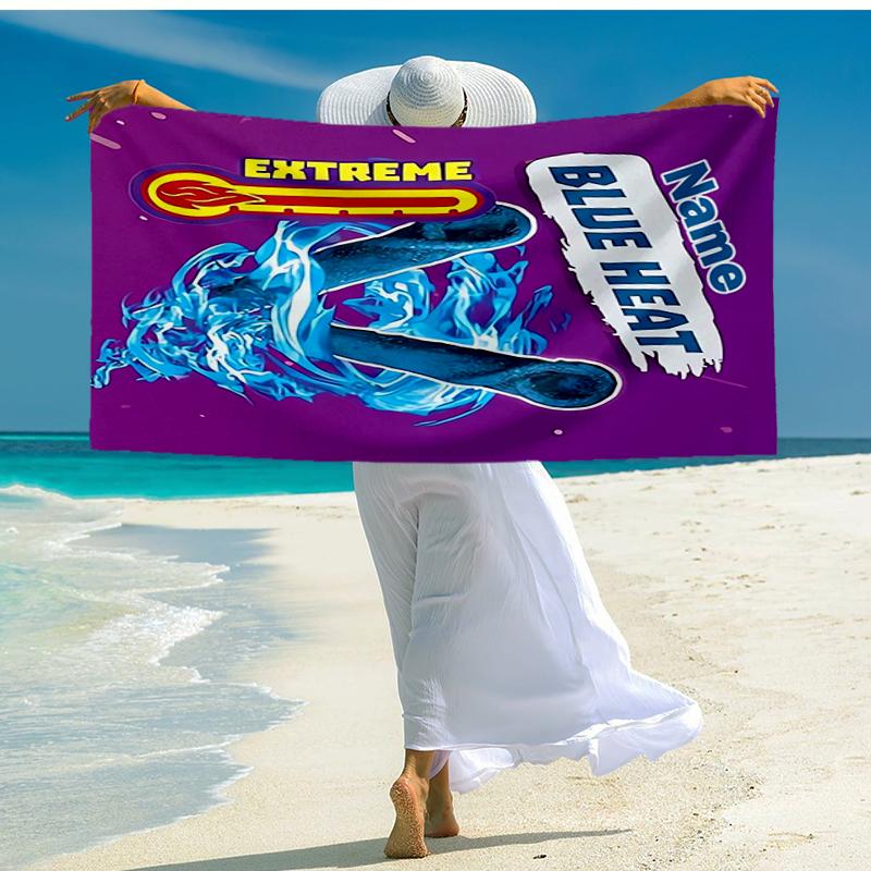 Custom Name Ultra-Soft Beach Towel with Takis Fuego Theme,Ideal for Pool - Camping, Diving - Perfect Travel Essential, Vibrant Beach Towel.