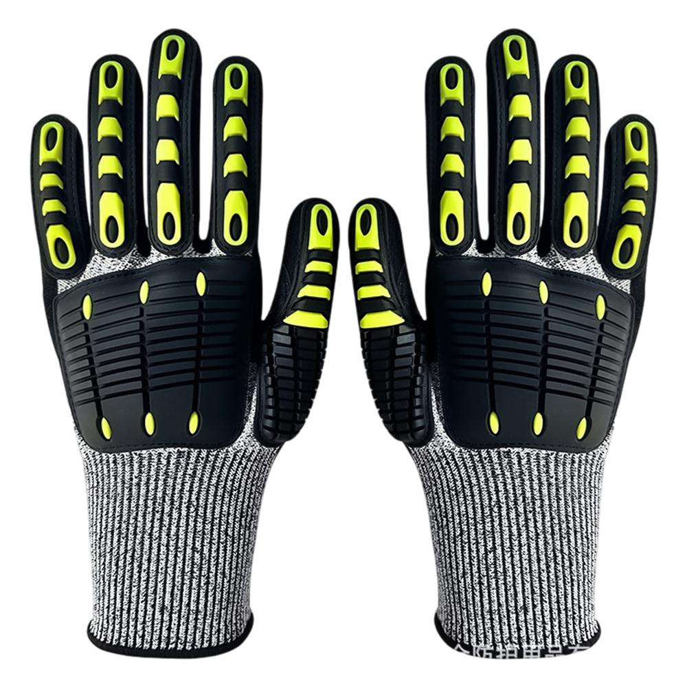 CE EN388 Cut Resistant Level 5 Protection Sandy Nitrile Palm Coated TPR Mechanic Oil Field Impact Gloves