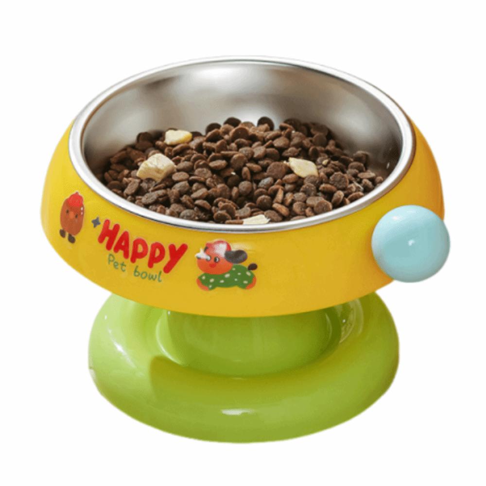 Stainless Steel Pet High Footed Bowl Cartoon Anti Slip Cat Bowl Large Capacity Anti Vomiting Elevated Pet Feeder Bowl