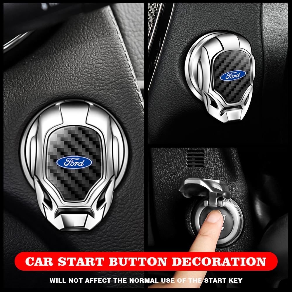Car One-Click Start Buttons Protective Cover Emblem Decoration For Ford Fiesta Ranger Mondeo Fusion Escape Kuga Focus Mustang CVX1