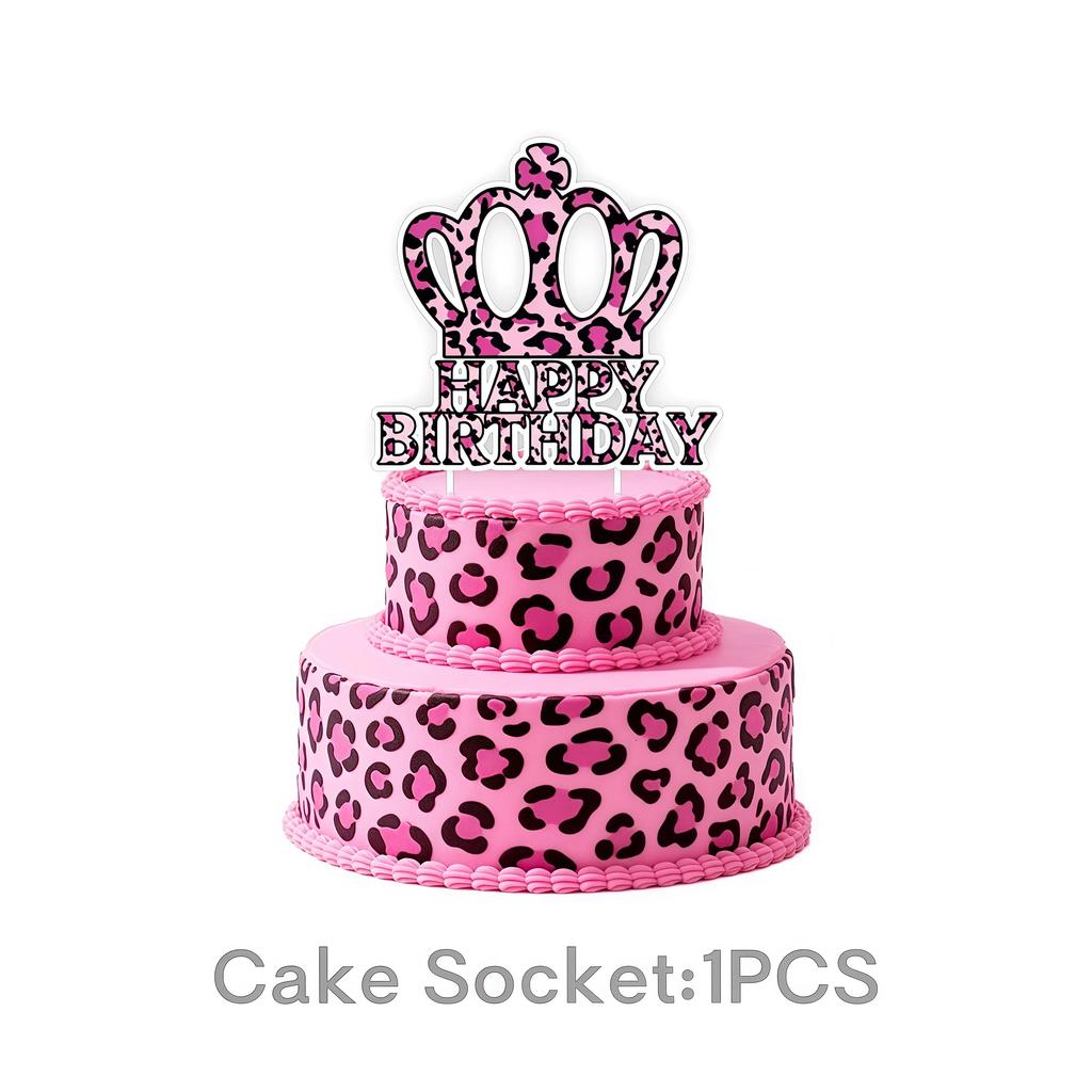 Pink Leopard Birthday Party Decoration Animal Leopard Theme Tableware Cup Plate Banner Balloons Birthday Party Supplies Gifts