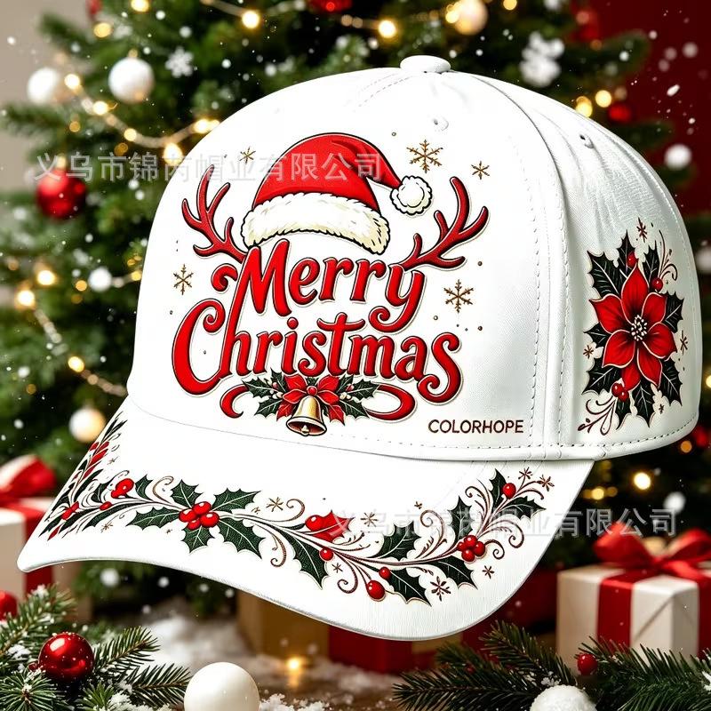 Temu Christmas Baseball Cap Digital Printed Bent Hat American Street Hat Casual Sun Hat