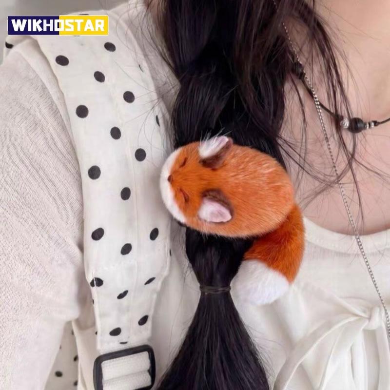 Кавайные пушистые плюшевые заколки-лисы, милые 3D-клипсы с лисьим хвостом для челки, женские мультяшные животные, боковые аксессуары для волос