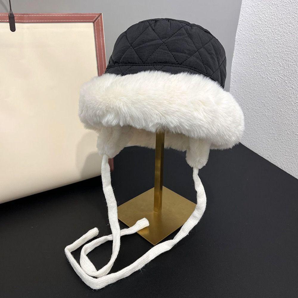Fluffy Plush Women Winter Hat Soft Bucket Cap Fashion Ear Protection Hat Autumn Winter