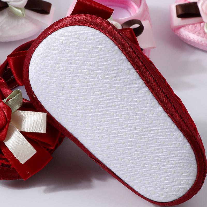 Туфли для девочки с цветочным бантом, нескользящие, для младенцев, принцесс, для 0-1 года