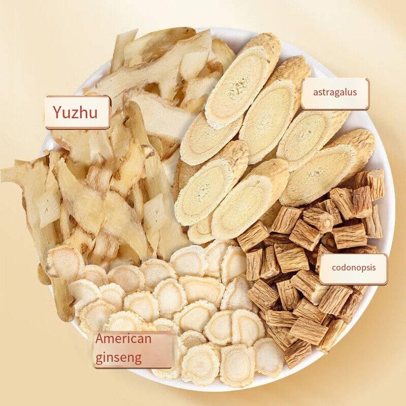 Yuanqi Sibao Tea Codonopsis Astragalus Yuzhu American Ginseng Health Tea 7g*10