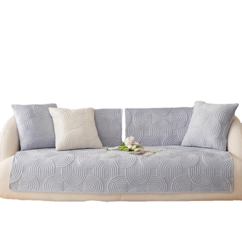 Autumn/Winter Plush Thickened Non-Slip Sofa Cushion - 2022 Quilted Solid Color Cover