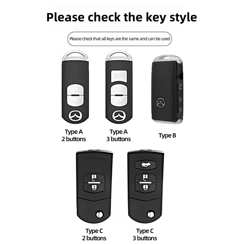 Zinc Alloy Car Key Holder For Mazda 3 5 6 SKYACTIV Axela Atenza CX30 CX5 CX8 CX9 MX5 RX8 RX7 BT50 Remote Protector Car Key Cover d3