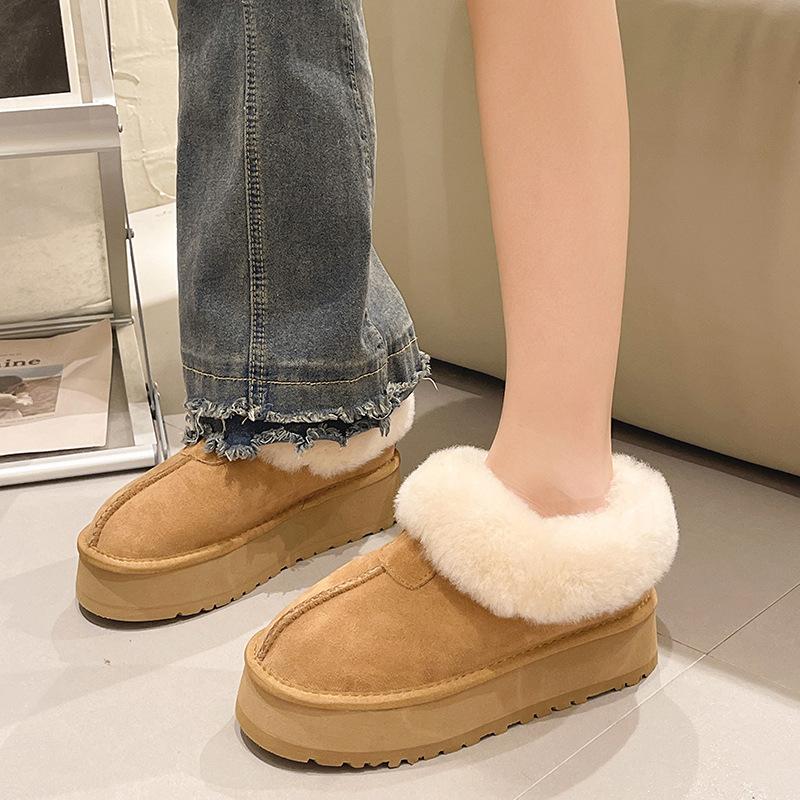 Теплые зимние ботинки для женщин осень-зима новая корейская версия неглубокий носок толстая подошва толстые зимние хлопковые ботинки теплая хлопковая обувь