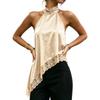 Женский атласный топ без рукавов с кружевной отделкой, неровным подолом, элегантная свободная блузка для повседневной носки, прогулок, офиса