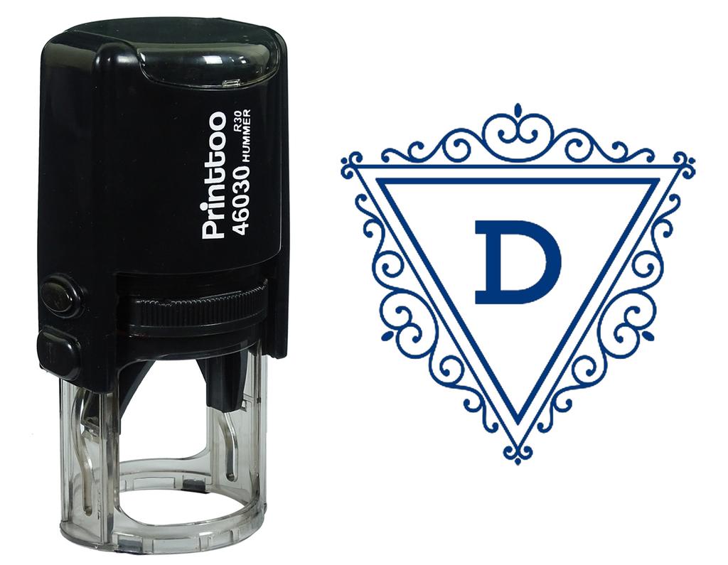 Printtoo D Алфавит Спиральная Граница Треугольная Монограмма Инициал Самостоятельная Краска Резиновый Штамп Офис