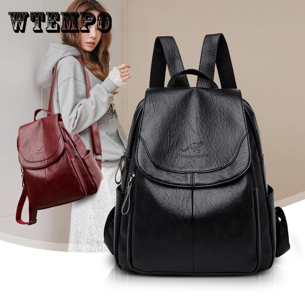 Ladies Backpacks Soft Leather Fashion Backpacks Female Travel Bags Backpacks Large-capacity School Bags