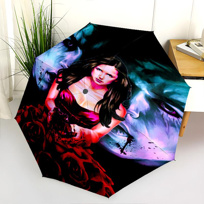 Moonlit Secrets Shadows Folding umbrella Suitable for all seasons Umbrella travel Three folds Umbrella