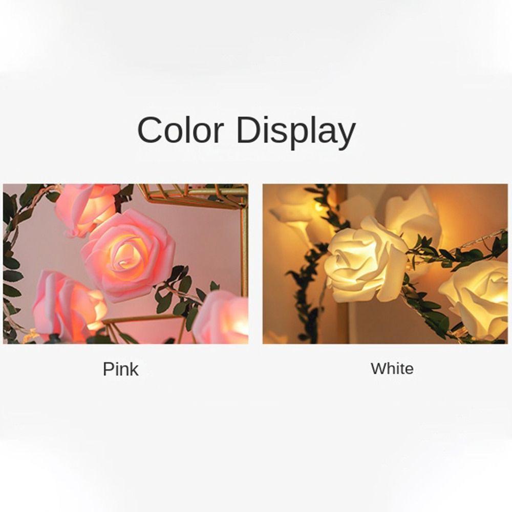 10/20 светодиодных цветных свадебных гирлянд для вечеринки по случаю дня рождения, сказочных гирлянд, светодиодных гирлянд, зеленый лист, роза, цветок