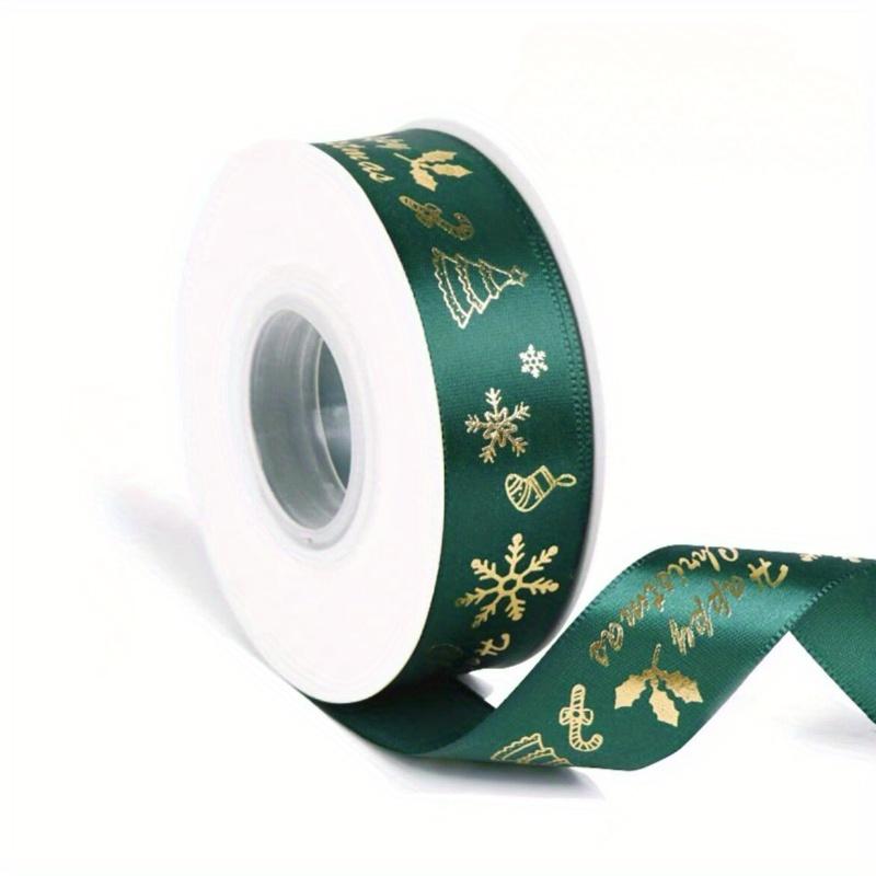 Бронзовые рождественские ленты, полиэстеровые ленты с принтом для бантов, подарочных коробок, упаковочная лента, рождественские украшения своими руками, поделки