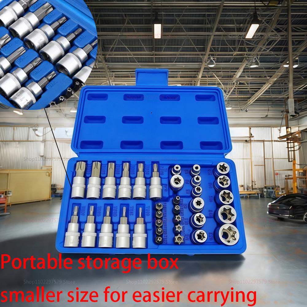 Набор торцевых головок и бит Torx Star 34 шт. с коробкой Биты E-Security с хвостовиком для мужчин / женщин Привод Ручной инструмент Крутящий момент Торцевая головка Звездочка Инструмент для разборки