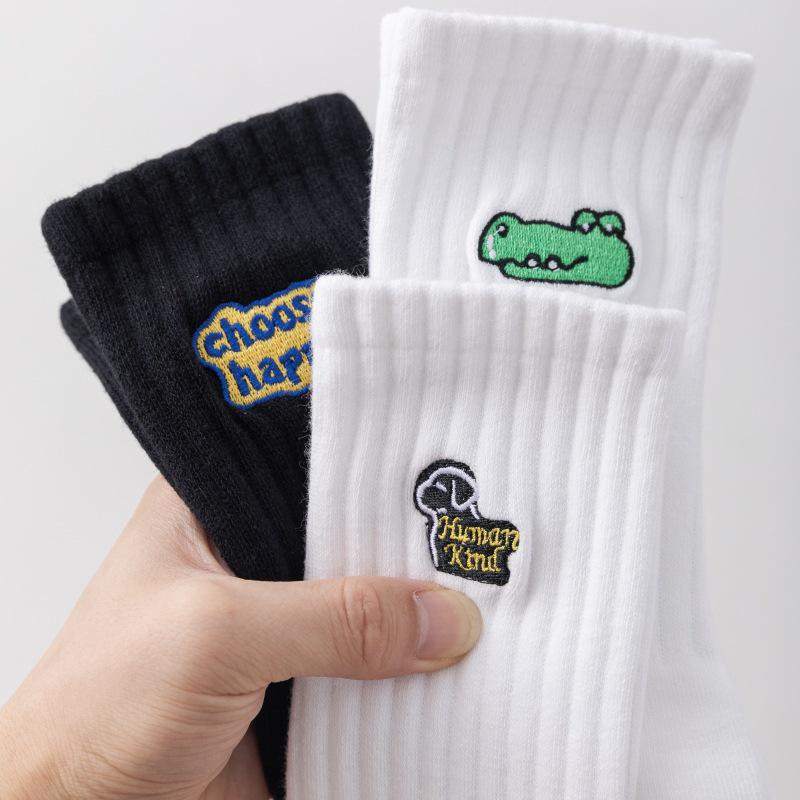 Cityboy Мужские модные носки до середины икры с мультяшной вышивкой - Спортивные носки с влагоотводящим эффектом для осени и зимы