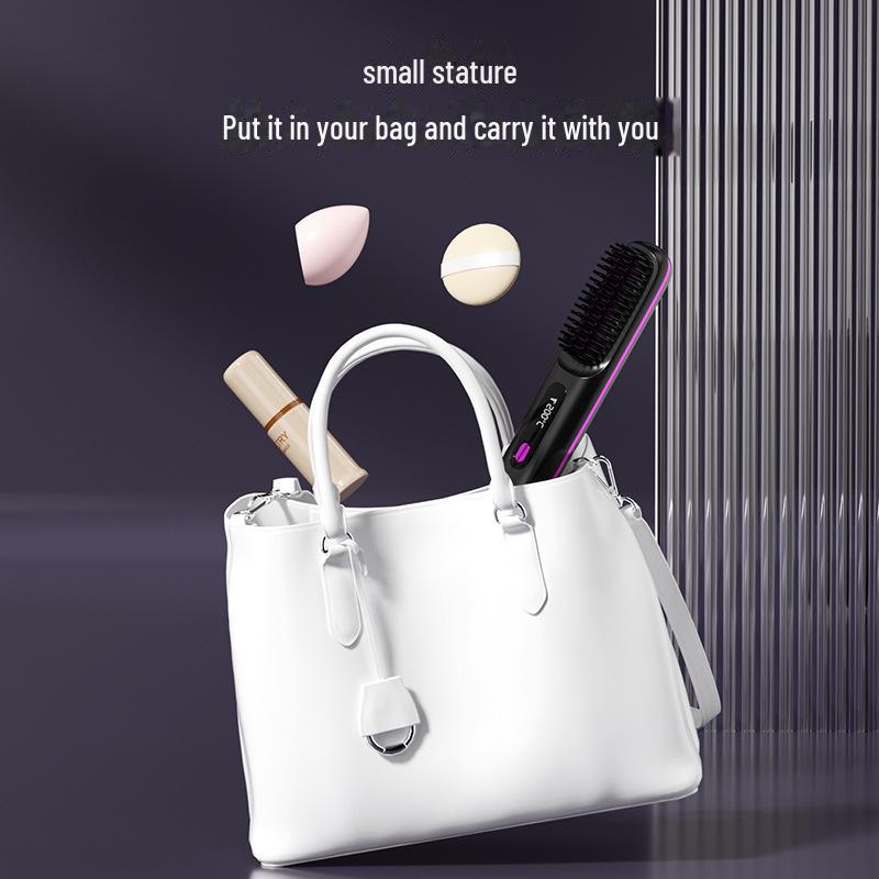 Portable Wireless Hair Straightening Comb - Anti-Scald, LCD Display, Long-Lasting Styling, Gentle On Hair, Ideal for Inner Buckle Bangs