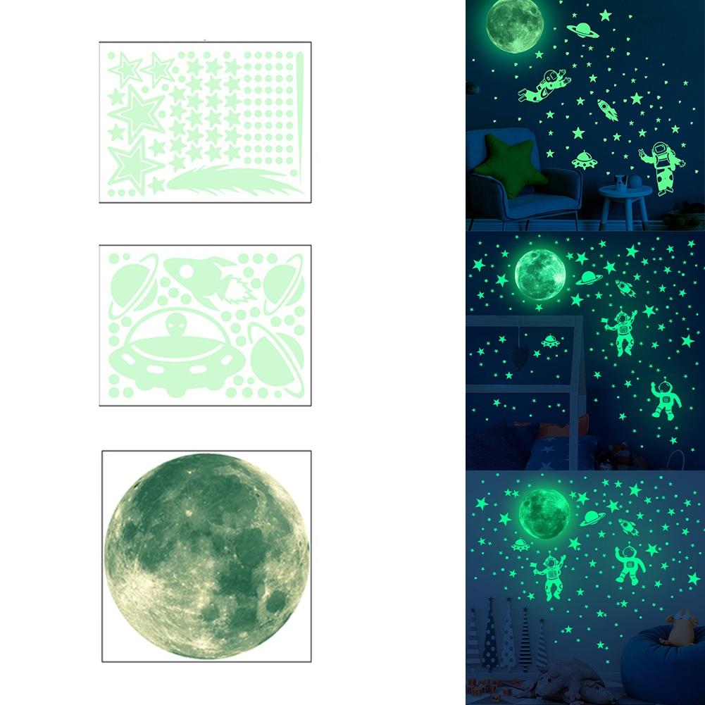 Astronaut Universe Space Wall Decals Glow In The Dark Stars Moon Stickers