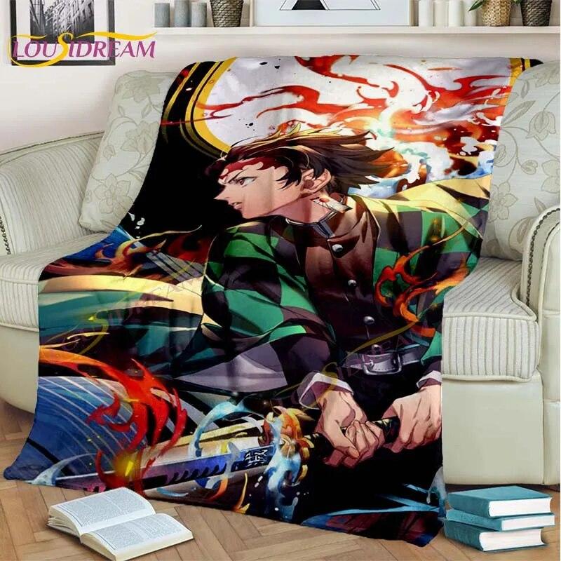 Одеяло японского аниме «Убийца демонов», мультяшное одеяло Tomioka Giyuu, одеяло, чехол на стул, одеяло, кровать, диван, покрывало, вентилятор, подарок