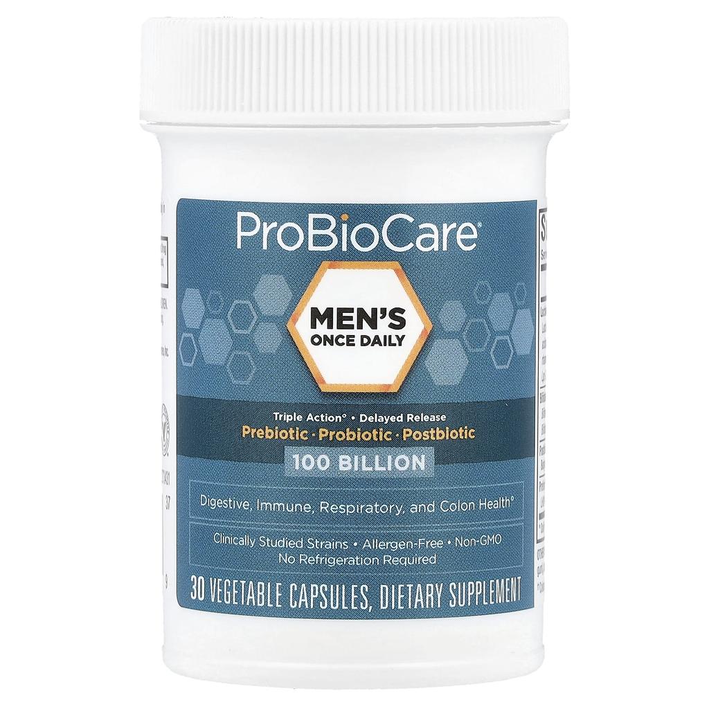 Men's Prebiotic, Probiotic, Postbiotic, 1 Billion, 30 Veggie Capsules Once Daily