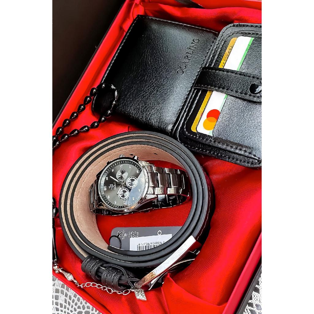 Men's Watch Card Holder Belt Wallet Prayer Beads Bracelet Suit Combination Set Gift For Lovers Engagement Special