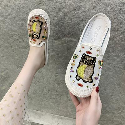 Рыбацкие туфли на одной педали Новые летние ленивые сандалии Одинарные туфли на платформе Женские сетчатые дышащие шлепанцы с закрытым носком