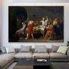 The Death of Socrates Oil Painting Poster Retro Jacques-Louis David Prints Wall Art Vintage Classical Canvas Painting Room Decor