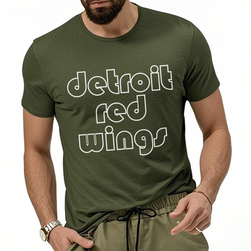 Повседневная летняя мужская футболка Detroit Red Wings с коротким рукавом для путешествий с круглым вырезом Мужская футболка Смешная футболка Футболка с круглым вырезом